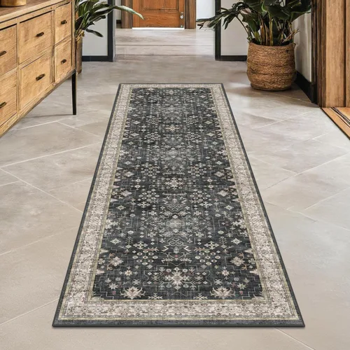 Vista 24 de Hazo Haus – Alfombra pequeña para entrada, cocina o baño, antideslizante con base de goma, resistente a las manchas y a la decoloración, diseño