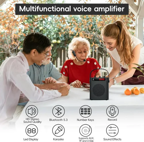 Vista 3 de Amplificador de voz Bluetooth de 40 W con micrófono de auriculares y micrófono de mano Portable Rechargeable PA System for Teachers &