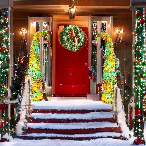 Vista 7 de 5ft Pop Up Artificial Christmas Tree with LED Lights for Holiday Decor Green Pre-Lit Christmas Tree, 1 Red Ball, Artificial Collapsible Skinny Verde