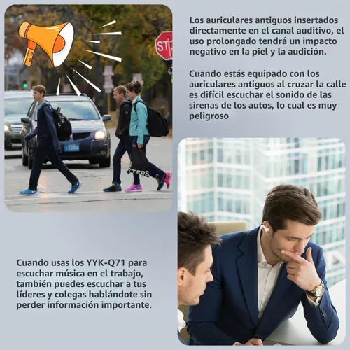 Vista 5 de Auriculares de Conducción Ósea de Oído Abierto Bluetooth 5.3 Auriculares Inalámbricos Clip-On con Pantalla Digital Estuche de Carga 60 Horas