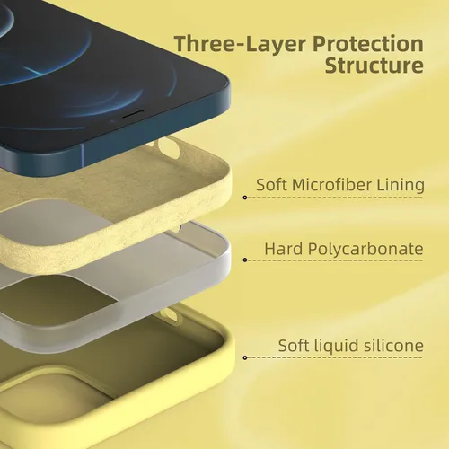 Vista 92 de Funda de silicona líquida compatible con iPhone 12 Pro Max 6.7 pulgadas, funda de gel de protección completa con forro de microfibra, funda