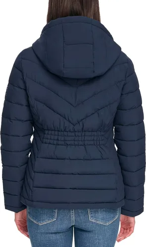Vista 3 de Tommy Hilfiger Chaqueta acolchada ligera y plegable esencial para mujer Classic Chevron Navy