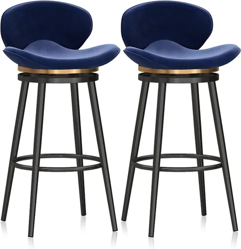Vista 15 de Taburete de bar moderno con Patas de Metal Negro, giratorio de 360 grados, cómodo y tapizado, ideal para el hogar, bar, cocina, isla, comedor o Pub