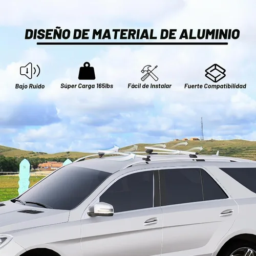 Vista 4 de COWVIE Barras transversales de techo de aluminio de 47 pulgadas para rieles laterales elevados, barras de carga ajustables, capacidad de 165 LBS
