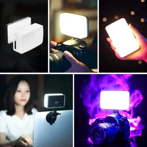 Vista 5 de VIJIM VL120 Luz LED para vídeo en la cámara, Mini lámpara de iluminación de fotografía recargable 120 LED de relleno 3200K-6500K Bi-Color regulable