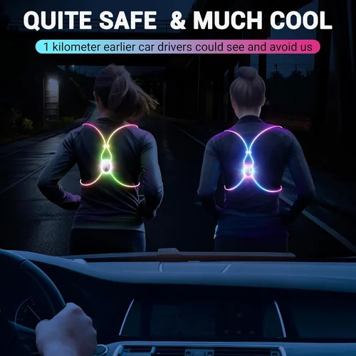 Vista 4 de Running Lights For Runners, Reflective Running Vest, Reflective Running Gear Walking Vest For Women, Night Running Gear, Light Up Running Vest