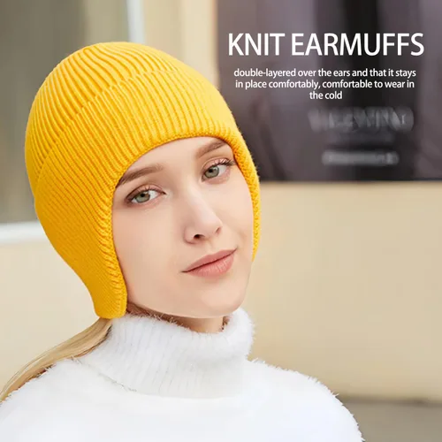 Vista 8 de Gorros de invierno para hombre, para exteriores, elásticos, de punto, con orejeras, resistentes al viento