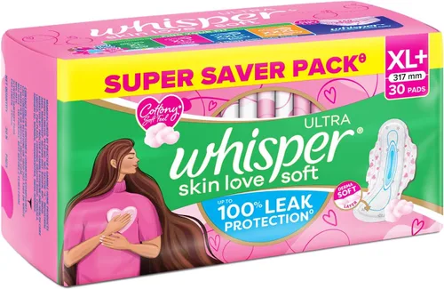 Vista 3 de Whisper Almohadillas sanitarias ultrasuaves - 30 piezas (XL Plus)