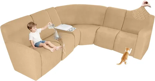 Vista 46 de ALIECOM Fundas 100% impermeables para sofá seccional reclinable, forma de L, elásticas, para esquina, funda para sofá seccional reclinable, lavable