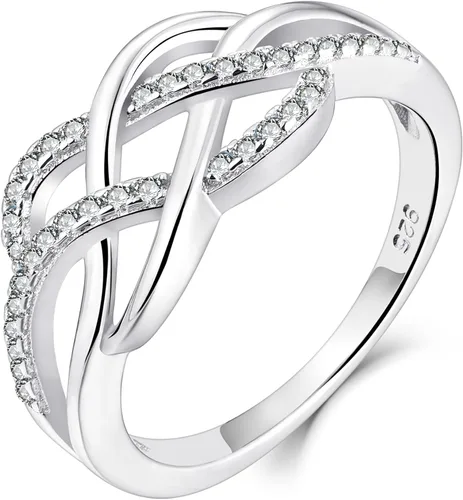 Vista 16 de YL Anillos de nudo celta de plata de ley 925, anillo de nudo torcido, piedra natal, joyería para mujer, talla 5 01-Granate-Enero