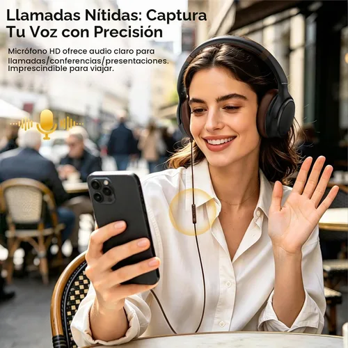 Vista 3 de Auriculares con cable con USB C sobre la oreja auriculares con micrófono Marrón