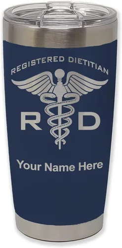 Vista 20 de LaserGram Vaso aislado al vacío de 20 onzas, dietista registrado RD, grabado personalizado incluido (negro)