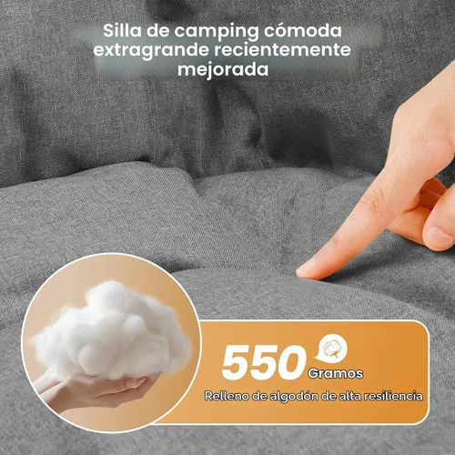 Vista 7 de Silla de campamento cómoda acolchada de gran tamaño para adultos, silla de césped acolchada portátil, (paquete de 2) (naranja)