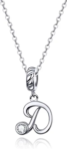 Vista 3 de Abalorio con letra de plata de ley 925 con piedras cúbicas iniciales AZ opciones de regalo del alfabeto, colgante para regalo personalizado
