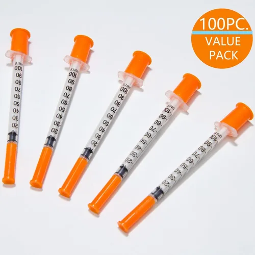 Vista 4 de Paquete de 100 jeringas de 1/2 ml/cc de 31Ga para suministros de laboratorio, empaquetadas individualmente