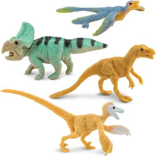 Vista 6 de Safari Ltd. Feathered Dinosaurs TOOB - Figuras de T-Rex, Velociraptor, Microraptor y más - Divertido juguete educativo para niños, niñas y niños a
