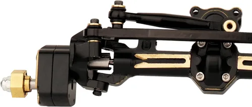Vista 3 de Latón negro revestimiento completo Portal delantero y trasero ejes con servo montaje servo brazo para Axial AX24 1/24 RC 4WD Crawler coche metal