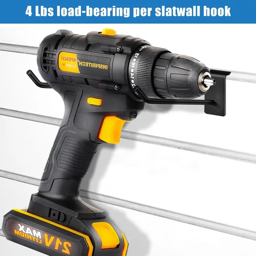 Vista 2 de 100 ganchos de pared de rejilla, ganchos resistentes de 4 pulgadas, ganchos para colgar en la pared de listones, accesorios de pared para garaje
