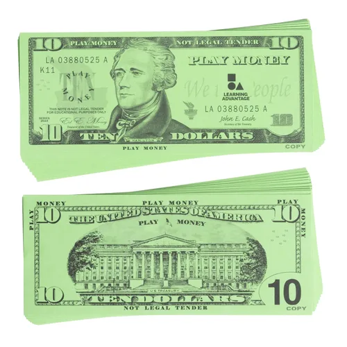 Vista 11 de LEARNING ADVANTAGE Billetes de juego de un dólar Juego de 100 Tamaño como efectivo real Dinero de juego para enseñar moneda y contar