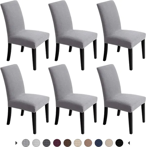 Vista 9 de Fundas para sillas de comedor, fundas elásticas para sillas de asiento decorativo, sin brazos, extraíbles, lavables, elásticas, universales