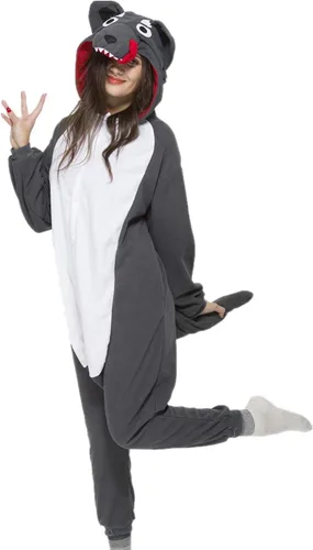 Vista 5 de Disfraz unisex de Halloween para adultos, de una pieza de animal lobo