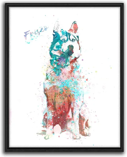 Vista 8 de Personal-Prints Regalo de arte personalizado para pared de perro, impresión artística moderna personalizada única de estilo acuarela La raza