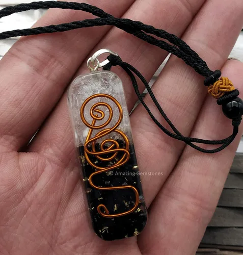 Vista 6 de Amazing Gemstone Orgone - Collar con colgante curativo para hombres y mujeres con cordón ajustable, Gema
