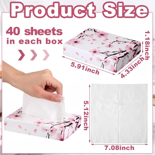 Vista 3 de Yinder 24 paquetes de 960 hojas de pañuelos en cubo para coche, pañuelos faciales desechables para viajes, soporte de pañuelos suaves con acuarela