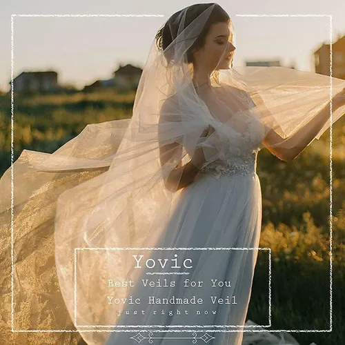 Vista 4 de Yovic 2 niveles novia velo de novia encaje blanco nupcial tul accesorios para el pelo corto cintura joyería para mujeres 52