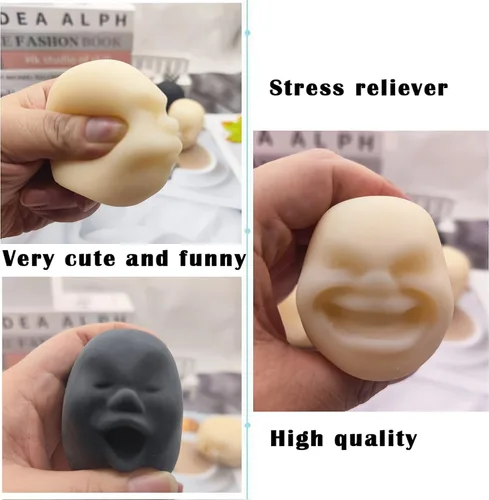 Vista 3 de Juguetes blanditos sensoriales de cara humana para aliviar el estrés, para adultos, adolescentes y niños, juguete de descompresión para aliviar