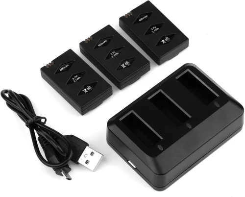 Vista 4 de SHOOT 3 Pack Battery 660mAh 3.7V Charger Kit for Parrot MiniDrone Jumping Sumo,the Win Robotics,Swing,Mambo,Parrot Mini Drone Rolling Spider