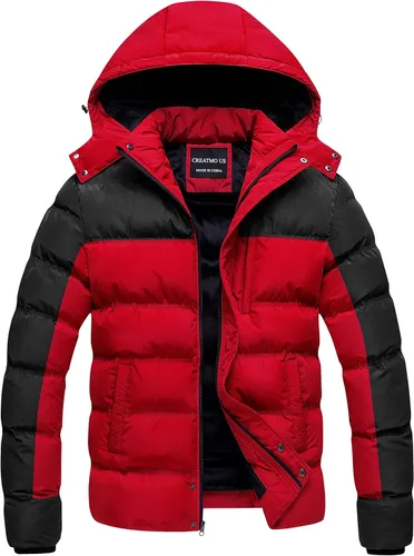 Vista 13 de CREATMO US Chaqueta acolchada para hombre, impermeable, para invierno, abrigo de esquí grueso y cálido