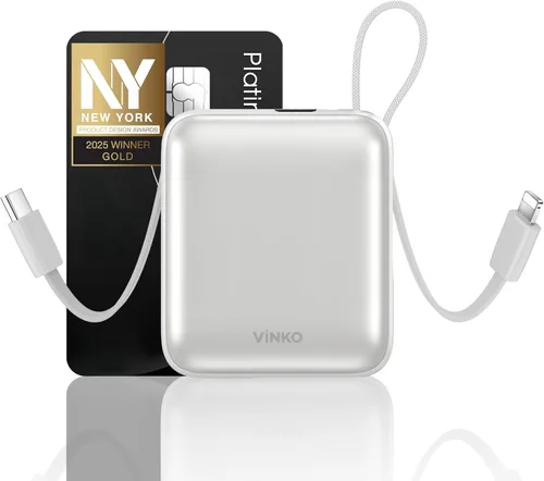 Vista 8 de VINKO Cargador Portátil con Cable Incorporado, 10000mAh 22.5W Carga Rápida Banco de Batería USB C, Banco de Energía para Teléfono Celular para Azul