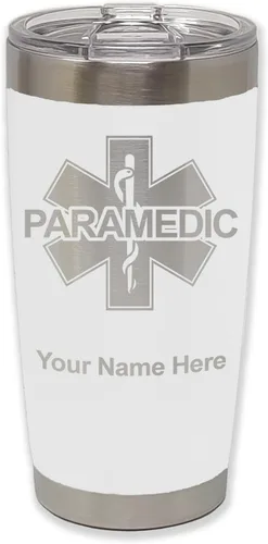 Vista 30 de LaserGram Vaso aislado al vacío de 20 onzas, paramédico, grabado personalizado incluido (negro) Engraved Gift for Paramedics, Vacuum Insulated