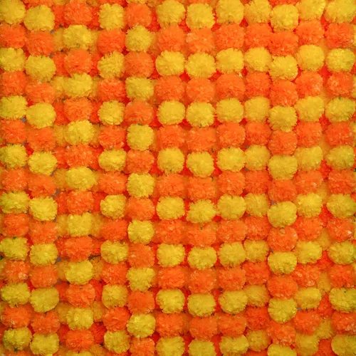 Vista 9 de 5 guirnaldas de caléndula para decoración, flores artificiales de caléndula de 5 pies, decoraciones Diwali para el hogar, cabezas de caléndula