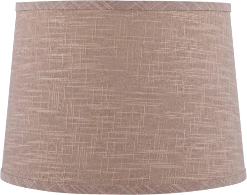 Vista 3 de Aspen Creative 32140 Pantalla de lámpara de construcción araña con forma de imperio de transición de tela dura en lino beige, 12" superior x 14