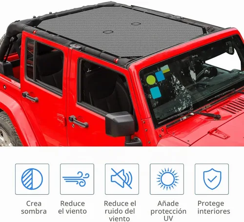 Vista 5 de RT-TCZ para Jeep JKU Parasol de malla para el techo de 4 puertas para Jeep Wrangler 2007-2017 JKU Top Bikini negro