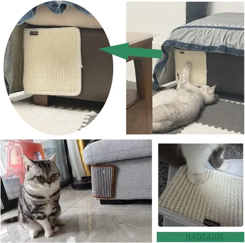 Vista 4 de 2 Alfombrillas Raspadoras para Gatos Protector de Sofá de Sisal Natural Alfombrilla Rascadora para Gatos Funda de Esquina para Sofá Cama Protector