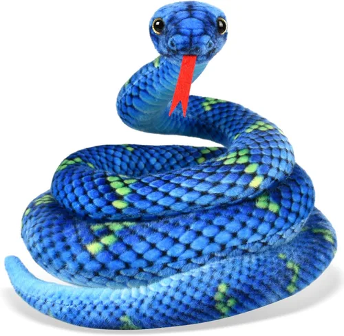 Vista 17 de Peluche de serpiente, animal de serpiente de peluche, serpientes de juguete pequeñas de 27 pulgadas para niños, animales de peluche gigantes, Negro