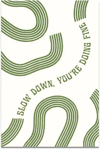 Vista 13 de Arte de pared "Slow Down You’re Doing Fine" Retro Minimalista Motivacional Cita Musical Póster Inspirador Letras de Canciones de Media Siglo en Tela