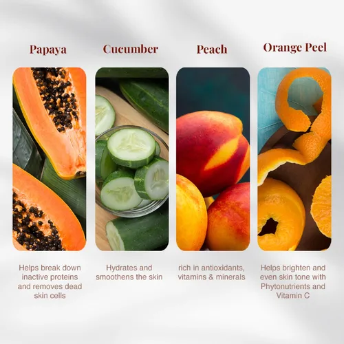 Vista 7 de VLCC Kit facial de fruta de papaya – Multiuso Facial como salón en solo 6 pasos Incluye limpiador, exfoliante, crema, paquete facial, geles