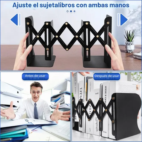 Vista 2 de Extremo de libro resistente para sostener libros, sujetalibros ajustable para estantes, organizador de libros decorativo para escritorio, resistente