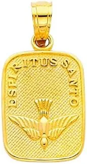 Vista 2 de 14K Amarillo Oro Religioso Bautismo Colgante con 1,6mm Figaro Cadena Collar