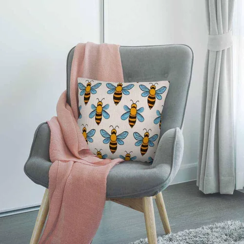 Vista 3 de HGOD DESIGNS Funda de almohada de abejas, funda de almohada decorativa de abeja de miel, fundas de almohada de lino y algodón para interiores