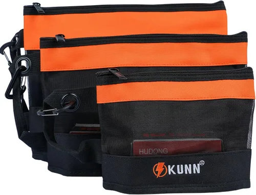 Vista 10 de KUNN Tool Bag Zipper Pouch 3 Pack - Heavy Duty Utility Tool Storage Organizer with Carabiner for DIY,Electrician,Accessories and Travel