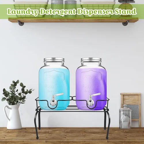 Vista 7 de Blulu Dispensador de bebidas de metal de 1 galón para fiestas, dispensador de bebidas negras con 2 compartimentos, dispensadores grandes de bebidas