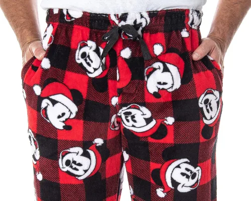 Vista 4 de Disney Mickey Mouse - Pantalones de pijama de felpa para hombre, Rojo