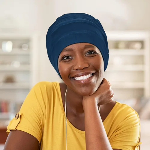 Vista 5 de Kisumthy 2 gorros de algodón holgados para quimioterapia, gorro de quimioterapia, sombreros de cáncer para mujeres con pérdida de cabello