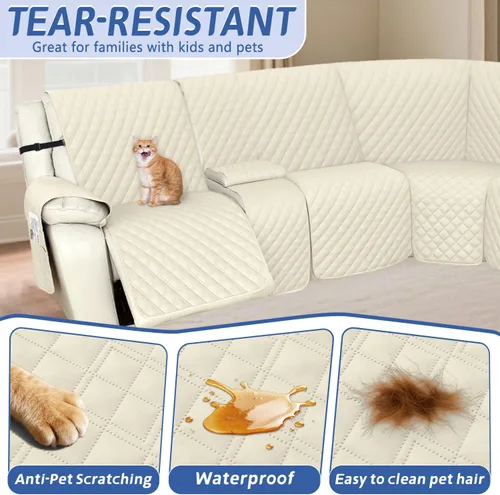 Vista 4 de Arfntevss Fundas de sofá modular reclinable, 10% impermeable, en forma de L, para sillón reclinable en forma de L, funda seccional lavable