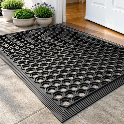 Vista 15 de DEXI - Tapete para puerta de entrada exterior, 36 x 48 pulgadas Nubs de cono negro